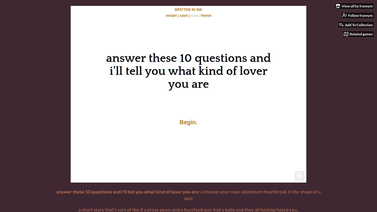 answer these 10 questions and i'll tell you what kind of lover you are