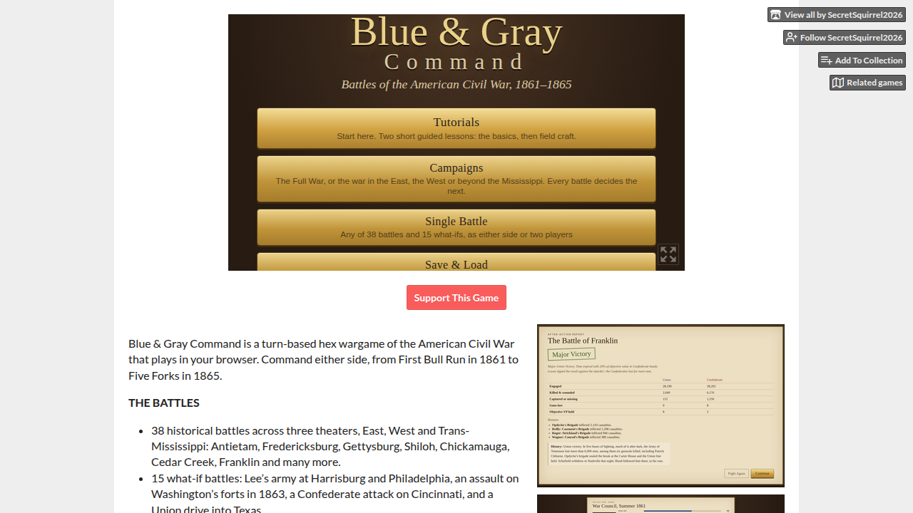 Blue and Gray Command: Battles of the American Civil War 1861-1865