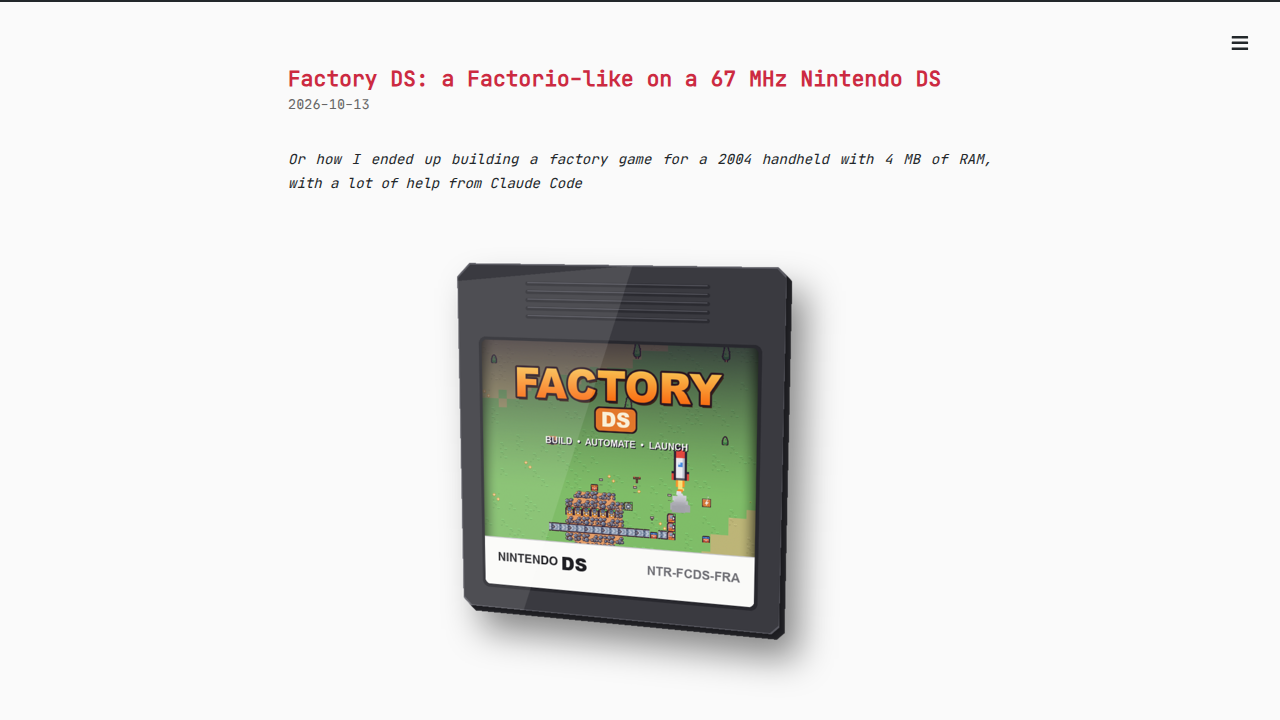 Factory DS: a Factorio-like on a 67 MHz Nintendo DS | Ronan Gaillard