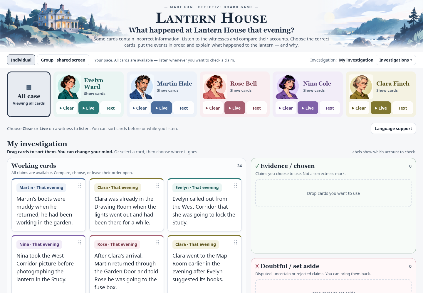 Lantern House — Detective Board
