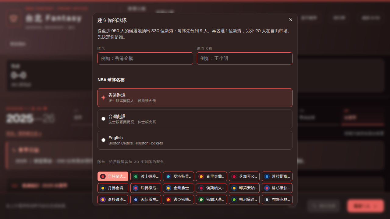NBA Fantasy 王朝：二十季重建聯盟