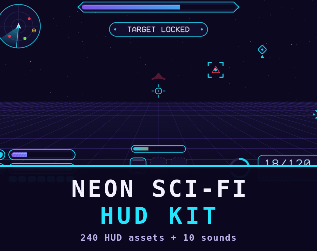 Neon Sci-Fi HUD Kit - Example Scene