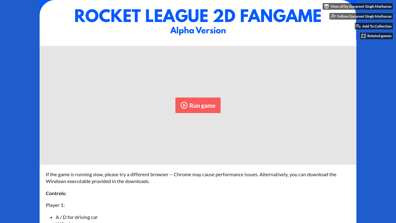Rocket League 2D：雙人對戰 Alpha