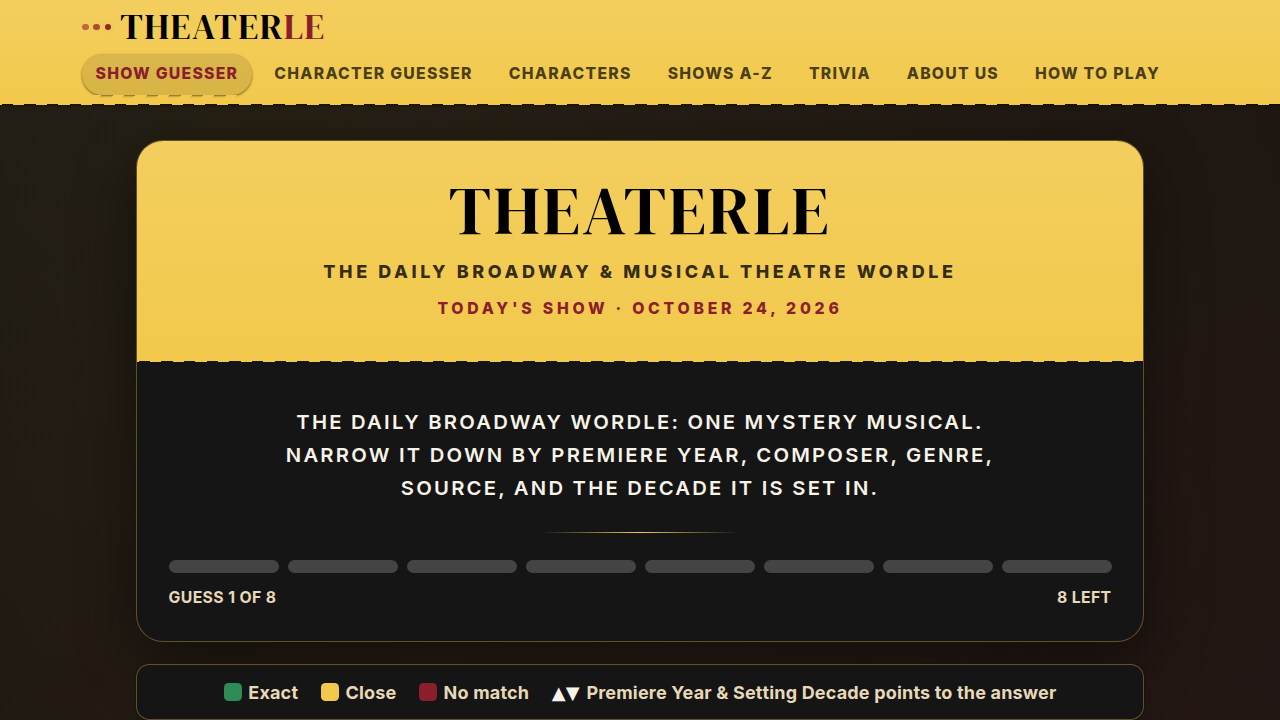 THEATERLE：每日百老汇音乐剧 Wordle